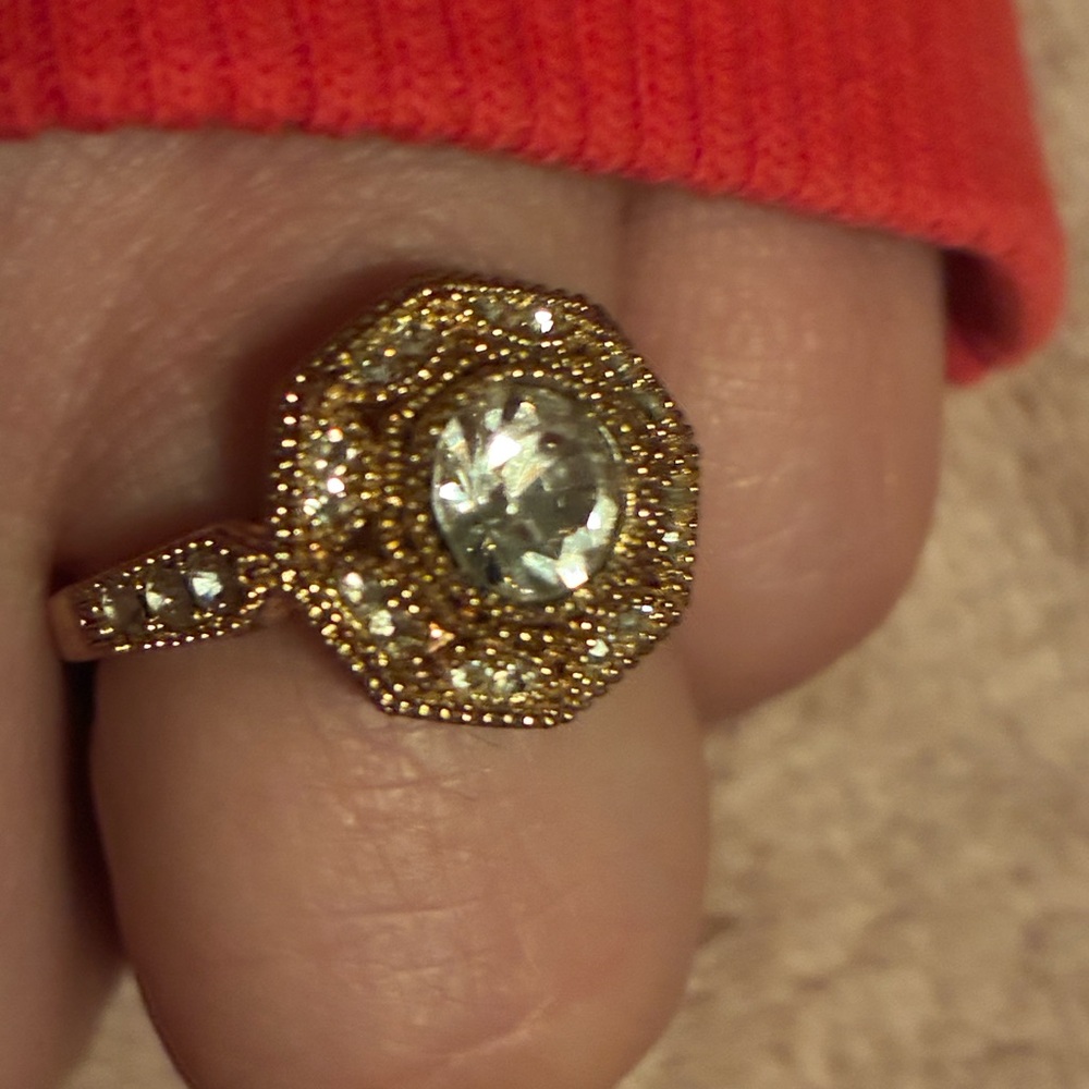 Gold-Tone Ring with Clear Gemstone - Picture 8 of 16